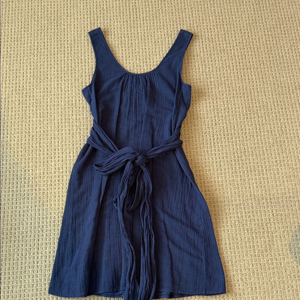 Calypso St. Barth Deep Navy Sleeveless Tie-Waist Mini Dress